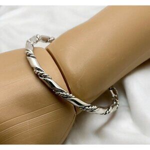 Silver Tone Twisted Rope Bangle Bracelet Fashion Jewelry